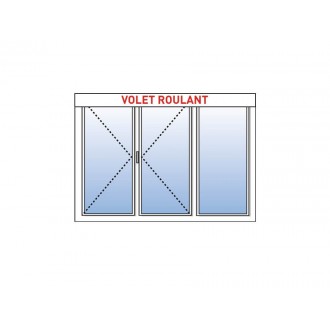 Fenêtre PVC 3 Vantaux VEKA (2 Ouvrants + 1 Fixe à droite) avec Volet Roulant Motorisé ou Manuel Intégré Sur Mesure