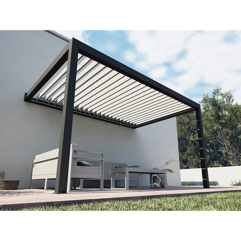 Pergola Bioclimatique en Aluminium Autoportée avec Lames Orientables  Manuellement – 4 x 3 m – 12 m² au sol