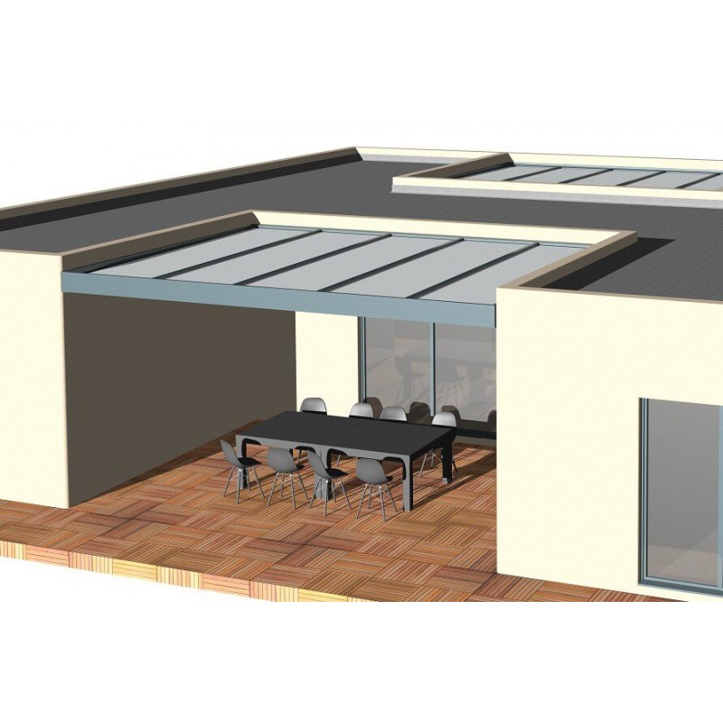 Structure Seule Pergola Aluminium Toit Plat H3 Entre Murs (Armature Sans Plaque) Sur Mesure