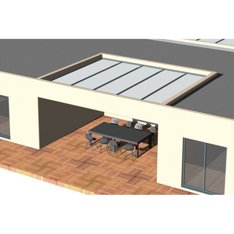 Structure Seule Pergola Aluminium Toit Plat H3 Entre Murs (Armature Sans Plaque) Sur Mesure