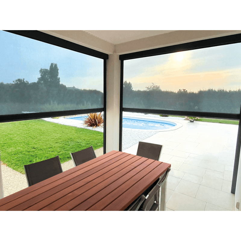 Moustiquaire ZIP Coffre 85 Manuelle Verticale Extérieur pour Pergola & Véranda Sur Mesure
