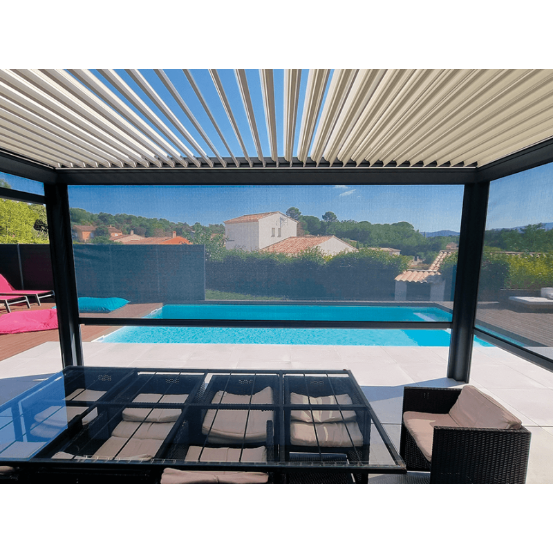 Moustiquaire ZIP Coffre 85 Manuelle Verticale Extérieur pour Pergola & Véranda Sur Mesure