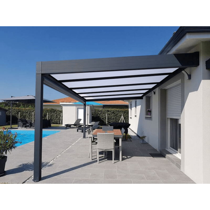 Pergola Aluminium V3 Polycarbonate 32mm Adossée Sur Mesure