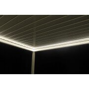 Lumière led intégrée pergola bioclimatique lames perpendiculaires