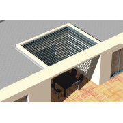 Pergola bioclimatique S3 lames perpendiculaires entre 4 murs