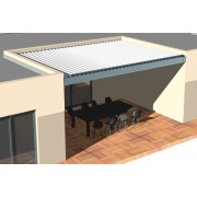 Pergola bioclimatique S3 lames perpendiculaires entre 3 murs