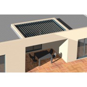 Pergola bioclimatique S3 lames perpendiculaires entre 4 murs