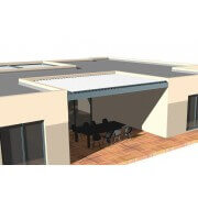Pergola bioclimatique S3 lames perpendiculaires entre 3 murs