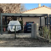 Structure Seule Carport Toit Plat Aluminium Auto-Portée (pour toiture polycarbonate, panneau sandwich, solaire photovoltaique)