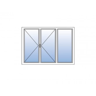 Fenêtre PVC 3 Vantaux VEKA (2 Ouvrants + 1 Fixe à droite) Blanc, Gris, Beige ou Chêne Doré Ouvrants à la Française Sur Mesure