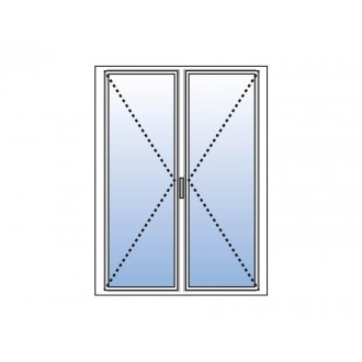 Porte Fenêtre PVC 2 Vantaux VEKA Blanc, Gris, Beige ou Chêne Doré Ouvrants à la Française Sur Mesure