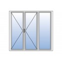 Porte Fenêtre PVC 3 Vantaux VEKA (2 Ouvrants + 1 Fixe à droite) Blanc, Gris, Beige ou Beige Ouverture à la Française Sur Mesure