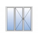 Porte Fenêtre PVC 3 Vantaux VEKA (2 Ouvrants + 1 Fixe à gauche) Blanc, Gris, Beige ou Chêne Ouverture à la Française Sur Mesure