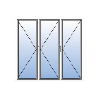 Porte Fenêtre PVC 3 Vantaux VEKA (seul à droite) Blanc, Gris, Beige, ou Chêne Doré Ouvrants à la Française Sur Mesure