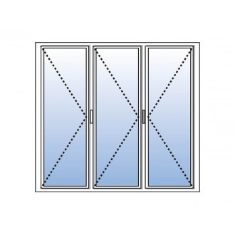 Porte Fenêtre PVC 3 Vantaux VEKA (seul à gauche) Blanc, Gris, Beige ou Chêne Doré Ouvrants à la Française Sur Mesure