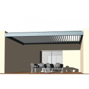 Pergola bioclimatique S3 lames perpendiculaires entre 3 murs