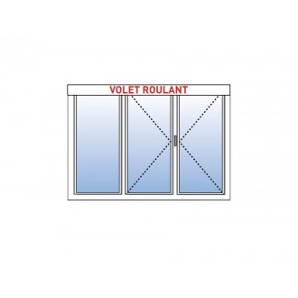 Fenêtre PVC 3 Vantaux VEKA (2 Ouvrants + 1 Fixe à gauche) avec Volet Roulant Motorisé ou Manuel Intégré Sur Mesure