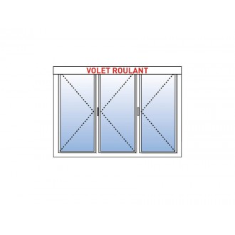 Fenêtre PVC 3 Vantaux VEKA Ouvrants (Seul à Droite) avec Volet Roulant Motorisé (Somfy ou Simu) ou Manuel Intégré Sur Mesure