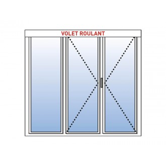 Porte Fenêtre PVC 3 Vantaux VEKA (2 Ouvrants + 1 Fixe à gauche) avec Volet Roulant Motorisé ou Manuel Intégré Sur Mesure
