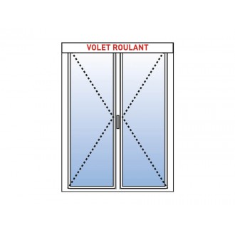Porte Fenêtre Aluminium 2 Vantaux KAWNEER avec Volet Roulant Électrique (Moteur Somfy ou Simu) ou Manuel Intégré Sur Mesure