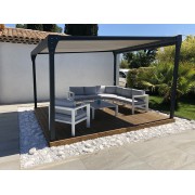 Pergola toile enroulable autoportée terrasse centrale