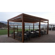 Pergola Toile Rétractable S-Luxe Sauleda® Technical Etanche Auto-portée Restaurant Bord de Mer