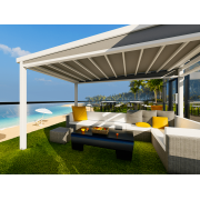 Pergola Toile Rétractable S-Luxe Sauleda® Technical Etanche 4 Poteaux Electrique 