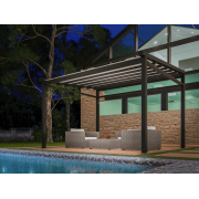 Pergola Toile Rétractable S-Luxe Soltis w96 Ferrari® Etanche 4 Poteaux Gris 7016