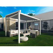 Pergola Toile Rétractable Blanche S-Luxe Soltis w96 Ferrari® Etanche 4 Poteaux