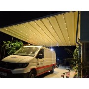Pergola Toile Rétractable S-Luxe Sauleda® Technical Etanche Entre 2 Murs Lumière Led