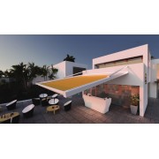 Pergola Suspendue Blanche et Jaune Toile Rétractable S-Luxe Sauleda® Technical Etanche Electrique