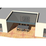 Pergola bioclimatique motorisée entre 3 murs