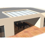 Structure Seule Pergola Toit Plat Aluminium Adossée (pour toiture polycarbonate, panneau sandwich, solaire photovoltaique, verre