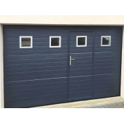 Porte de Garage Sectionnelle Manuelle + Portillon de Service Panneaux Isolants 40 mm Ressort Extension RE100 Sur Mesure