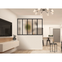 Verrière d'Intérieur Aluminium 5 Vitrages Dépolis Haut de Gamme Hauteur 1230 x Largeur 1730 mm Noir RAL 9005 Style Atelier