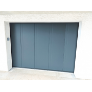 Porte de Garage Coulissante Électrique Sommer Gris Antracite 7016 Finition Lisse Rainure Haute