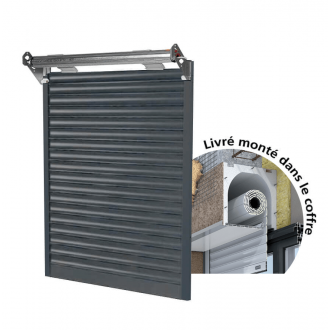 Volet roulant aluminium moteur Telco monté dans coffre linteau tunnel