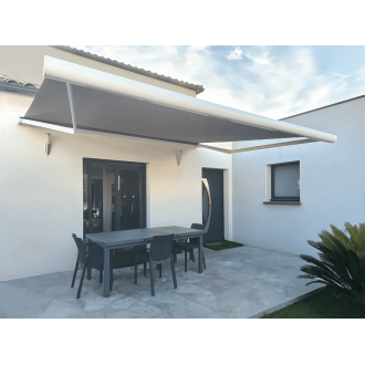 Store banne électrique 4x3.5 toile taupe T130