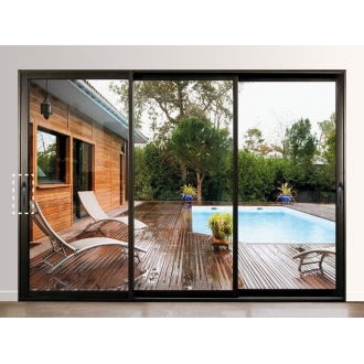 Baie Coulissante 3 vantaux ouvrant principal à gauche