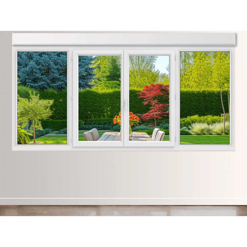 Fenêtre PVC 2 Ouvrants + 2 Fixes avec Volet Roulant Intégré