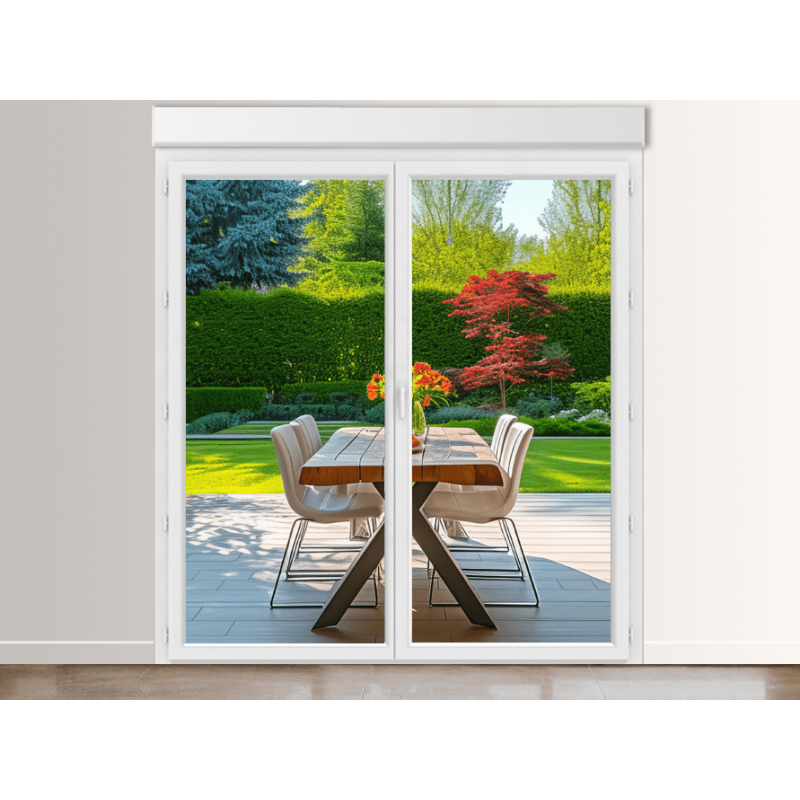 Porte-Fenêtre PVC 2 Vantaux avec Volet Roulant Intégré