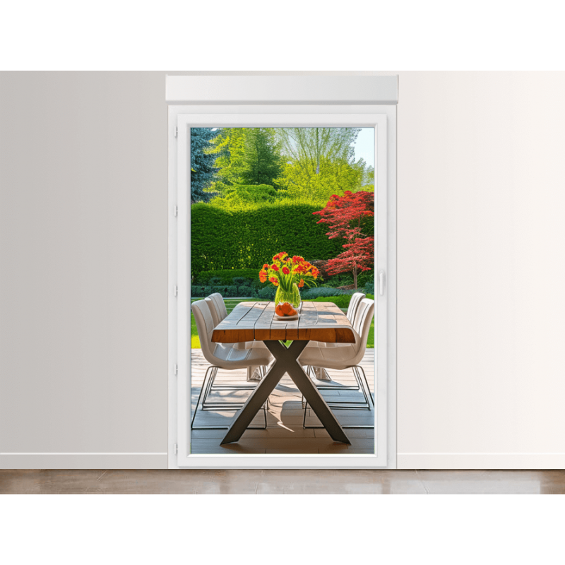 Porte-Fenêtre PVC 1 Vantail Tirant Gauche avec Volet Roulant Intégré