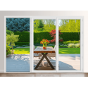 Porte Fenêtre PVC 3 Vantaux VEKA (2 Ouvrants + 1 Fixe à gauche) Blanc, Gris, Beige ou Chêne Ouverture à la Française Sur Mesure