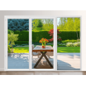 Porte Fenêtre PVC 3 Vantaux VEKA (2 Ouvrants + 1 Fixe à droite) Blanc, Gris, Beige ou Chêne Ouverture à la Française Sur Mesure