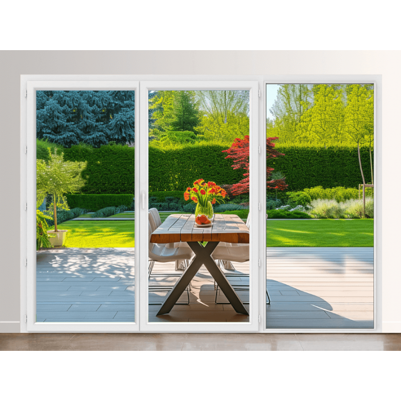 Porte-Fenêtre PVC 3 Vantaux (1 Fixe à Droite)