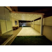 Pergola Toile Rétractable Grande S-Luxe Eclairage Lumière Led Blanc Chaud