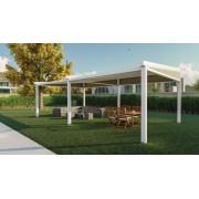 Pergola Toile Rétractable Grande S-Luxe Sauleda® Technical Etanche 9m 6 Poteaux Electrique 