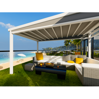  Pergola Toile Rétractable Grande S-Luxe 4.5x7m Sauleda® Etanche Auto-portée Electrique 