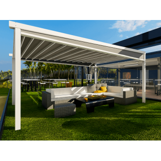  Pergola Toile Rétractable Grande S-Luxe 4.5x7m Sauleda® Etanche Auto-portée Electrique 