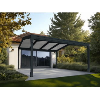Pergola Autoportée 6x5m V3 2 Pentes Polycarbonate 32mm